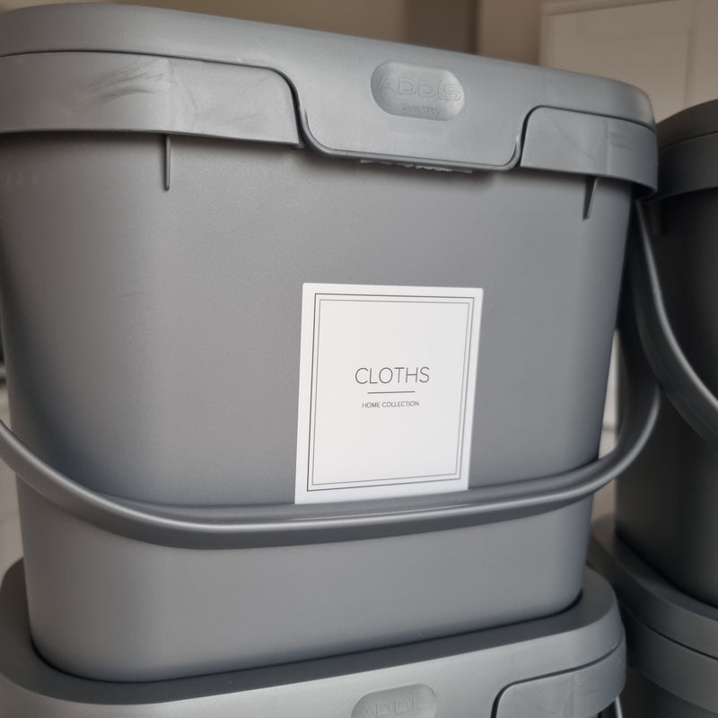 Set of 4 Grey Labelled Storage Caddies