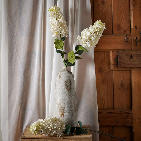 Faux White Cone Shaped Hydrangea Stem