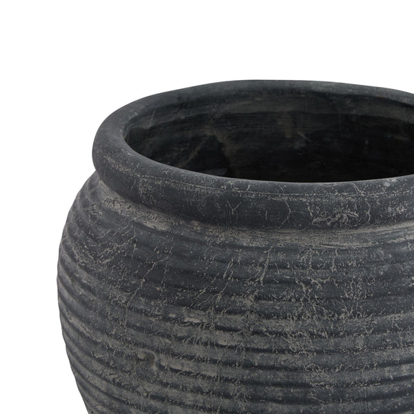 Amphora Grey Ribbed Plant Pot