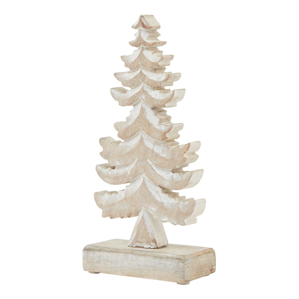 White Wash Collection Small Wooden Tiered Tree Decoration