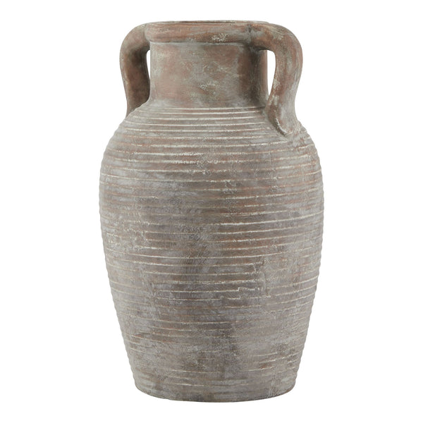 LARGE AMPHORA SEPIA RIBBED VASE