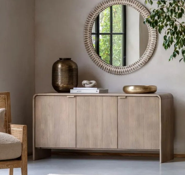 Aura Fluted Front 3 Door Wooden Sideboard