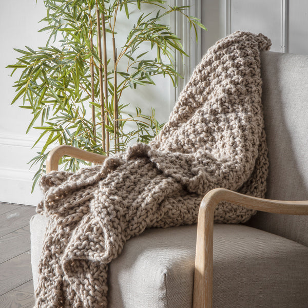 Chunky Knitted Oatmeal Throw