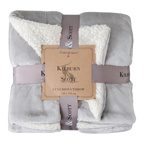 Silver Shimmer Plush Sherpa Throw