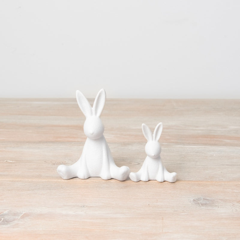 White Sitting Bunny Ornaments - 2 Sizes