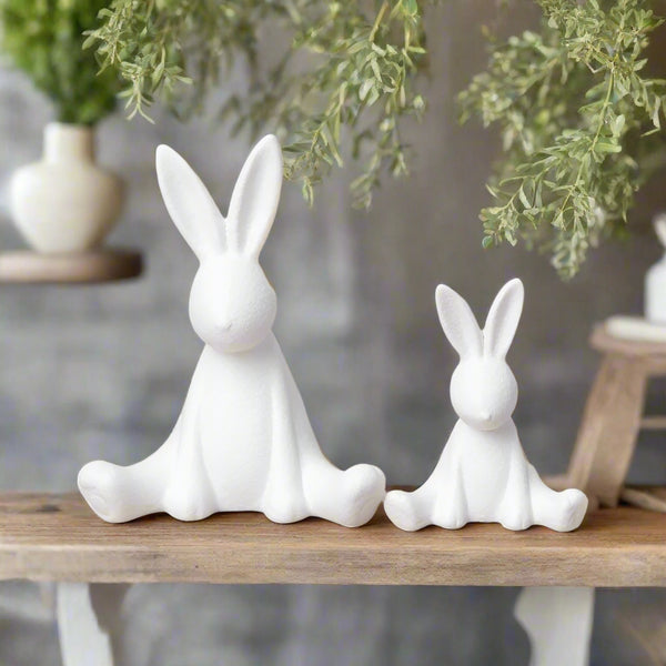 White Sitting Bunny Ornaments - 2 Sizes