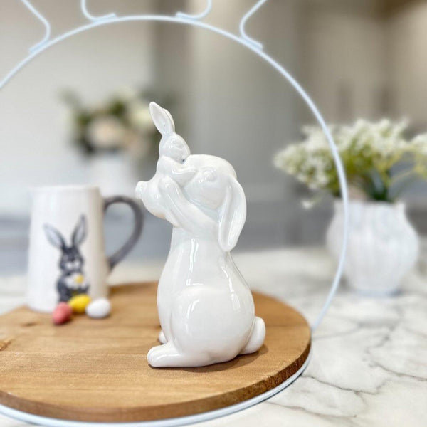 White Kissing Bunny Ornament