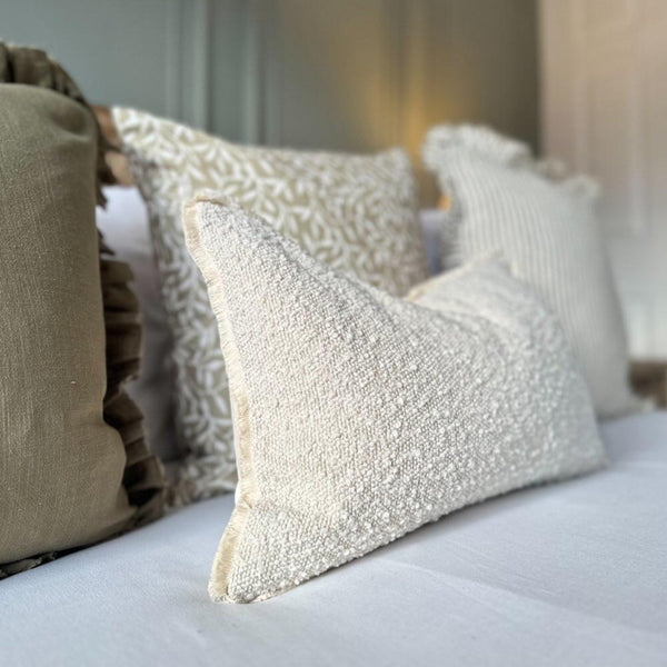 Rectangle Boucle Cream Cushion