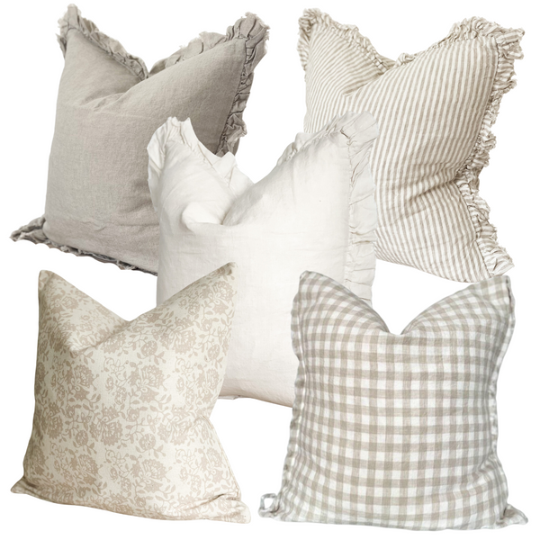 Set of 5 Beige Classic Cushion Collection