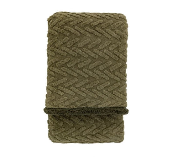 Herringbone Green Sherpa Throw