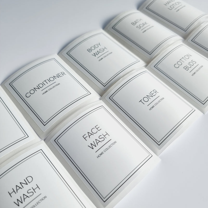 Square Waterproof White Bathroom Labels
