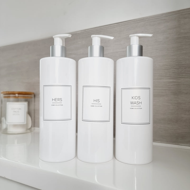 Square Waterproof White Bathroom Labels