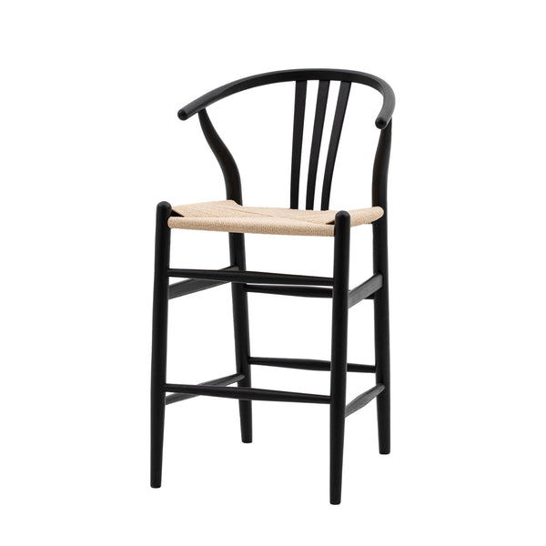 Set of 2 Black Wishbone Bar Stool 2pk