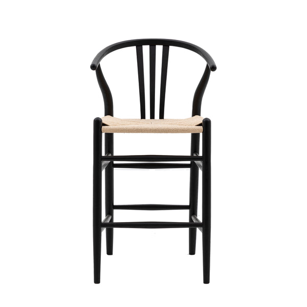 Set of 2 Black Wishbone Bar Stool 2pk