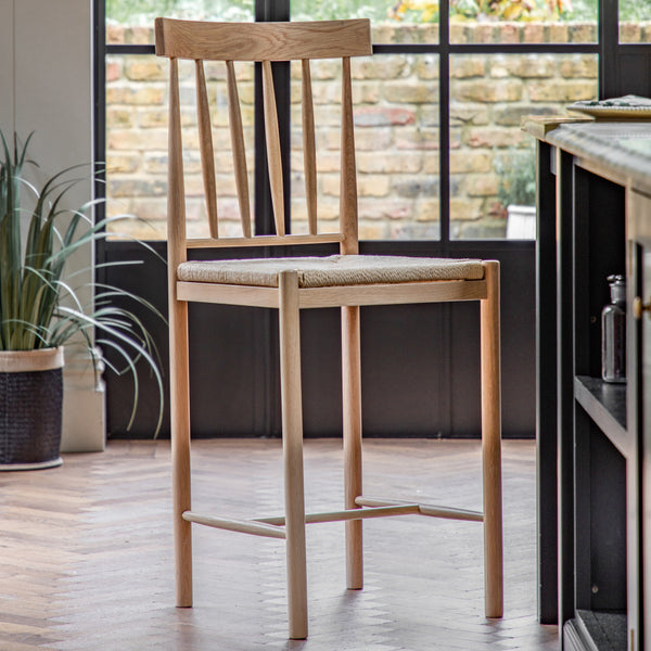 Set of 2 Natural Rope Seat Bar Stools