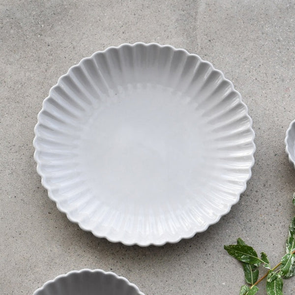 Set of 4 Grey Floral Plates- Dinnerware 2 Sizes