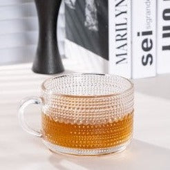 Clear Glass beaded, bobble effect glass mug- 325ml