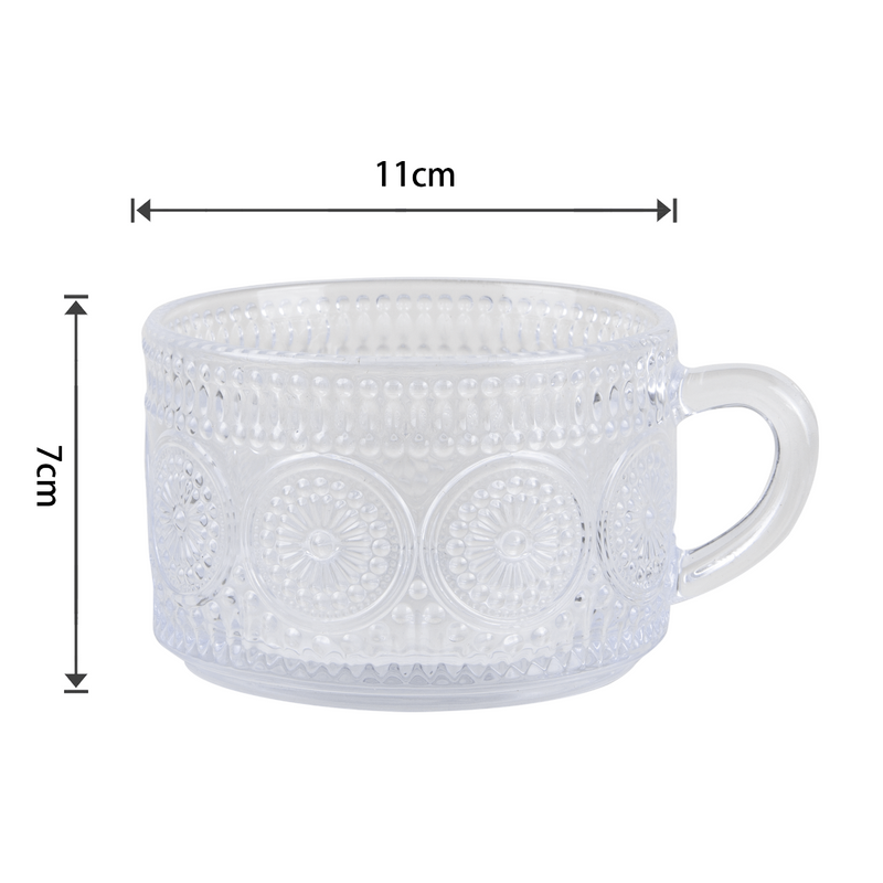 Embossed Glass Tea and Coffee Mug - 325ml